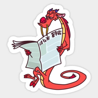 Mulan Mushu with Newspaper Sticker